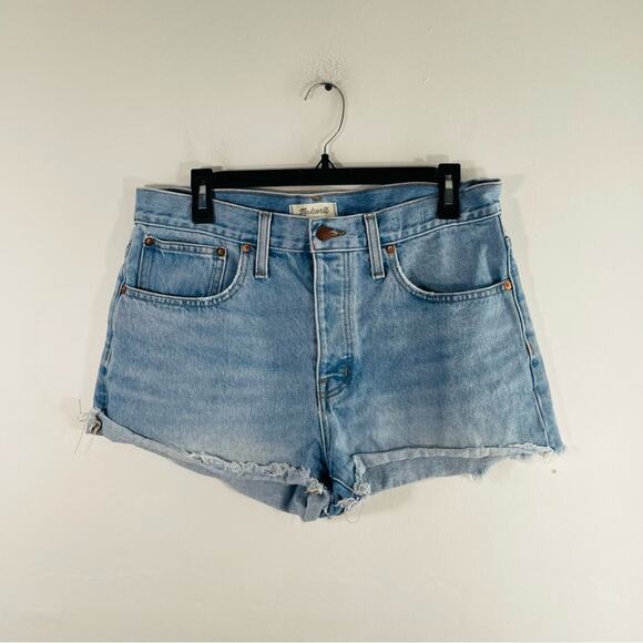 Madewell Light Wash High Rise Relaxed Denim Shorts Raw Hem 29 - Picture 1 of 11